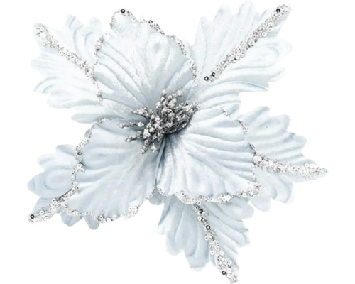 Kvet dekoračný 26 cm tyrkysový Dekoratívny umelý kvet s trblietkami