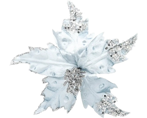 Kvet dekoračný s plôškami 25 cm tyrkysový Dekoratívna umelá kvetina s trblietkami na sviatočné dekorácie