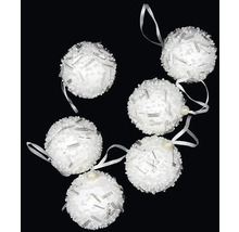 Šesť dekoratívnych vianočných gúľ s korálkami a stuhami