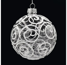 Vianočná guľa s bielym špirálovým vzorom