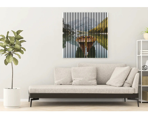 Dekoratívny nástenný obraz s jazerom a fontánou