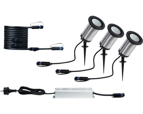 LED vonkajšie bodové svietidlo Paulmann 94286 Plug and Shine IP65 5,1W 310lm 3000K antracit/chróm set