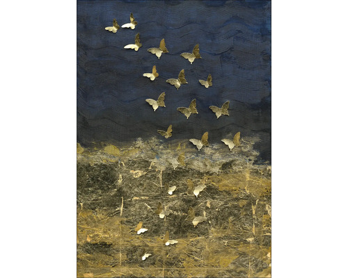 Ručne maľovaný obraz na plátne Golden Butterflies II 70x100 cm-0