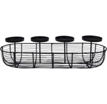 Dekoračný podnos z kovového drôtu so štyrmi svietnikmi