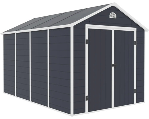 Záhradná búda s dvojkrídlovými dverami na ukladanie záhradného náradia a nástrojov