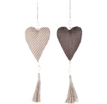 Dve dekoračné srdcia so šnúrkou a strapcom na zavesenie