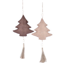 Dve látkové ozdoby na vianočný stromček so strapcom