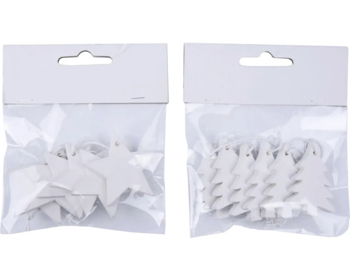 Drevené vianočné stromčeky a hviezdy v balení