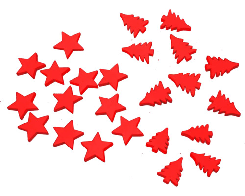 Prízdoba drevená červená Dekoratívne ozdoby na posypanie v tvare hviezdy a vianočného stromčeka