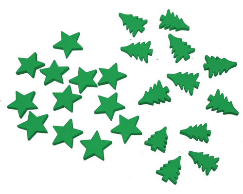 Zelené hviezdy a vianočné stromčeky na dekoráciu