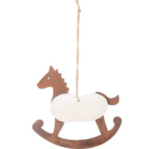 Dekoratívny kovový hojdací koník na zavesenie s jutovou šnúrou