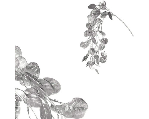 Umelá vetvička previs 64 cm matná strieborná Dekoratívny strieborný eukalyptový veniec