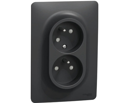 Dvojzásuvka Schneider Electric Nová Unica NU206554 16A antracit Dvojitá zásuvka pre montáž na stenu