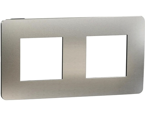 Dvojrámček Schneider Electric Nová Unica Metal NU280456M biely hliník/čierny Dvojitý rámček pre vypínače