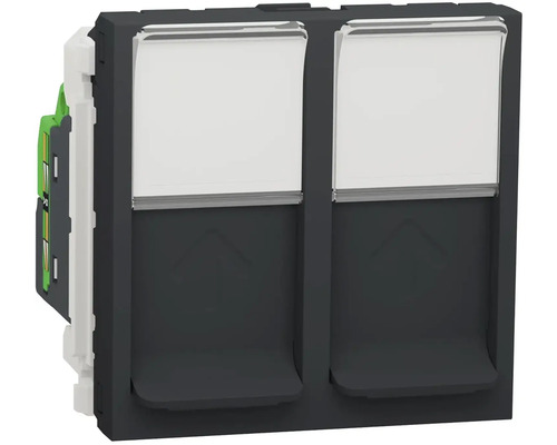 Dátová zásuvka Schneider Electric Nová Unica NU342054 2xRJ45 antracit Dvojitý spínač s výklopným vekom pre vnútorné použitie