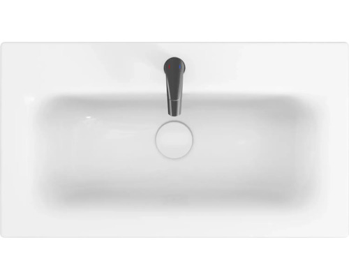 Biele umývadlo s batériou zhora