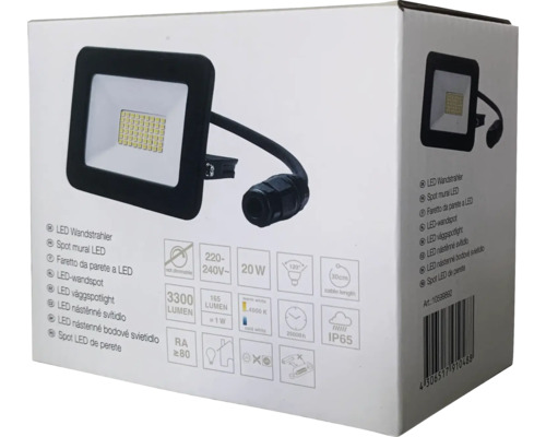 Balenie LED nástenného reflektora s technickými údajmi