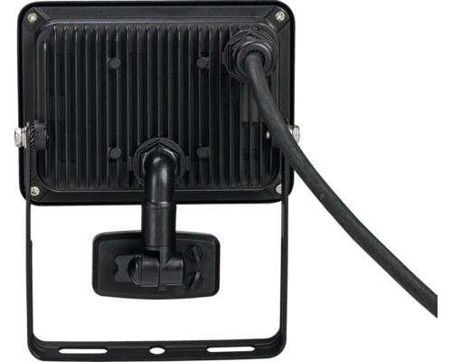 Pohľad zozadu na LED reflektor s káblom