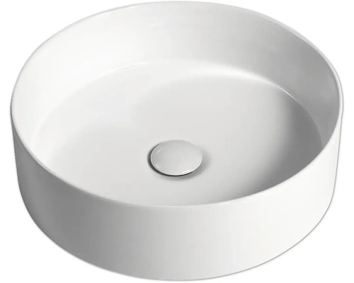 Umývadlo na dosku Jungborn IMION 40 cm biele vr. keramického odtokového ventilu Kruhové umývadlo na dosku z keramiky