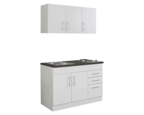 Kompaktná kuchynská linka s drezom, varnou doskou a závesnou skrinkou