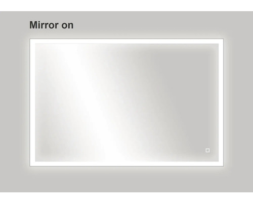 Obdĺžnikové zrkadlo so zapnutým LED osvetlením