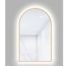 Zrkadlo do kúpeľne s osvetlením Portal LED so zlatým rámom 80x50 cm s vypínačom a podložkou proti zahmlievaniu