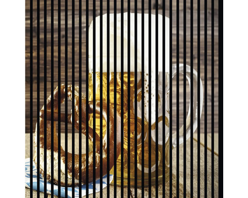 Dizajnový akustický panel DIGI05K 1133x19x1195 mm Pohár piva s praclíkom na modro-bielom podstavci