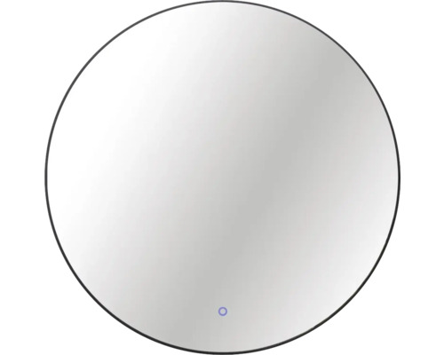 Guľaté zrkadlo do kúpeľne s osvetlením Round LED s čiernym rámom Ø 80 cm s vypínačom a podložkou proti zahmlievaniu