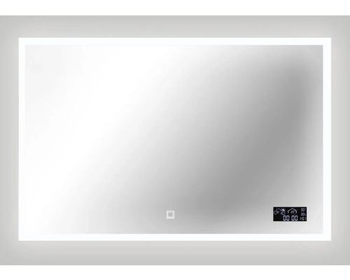 Obdĺžnikové zrkadlo do kúpeľne s osvetlením a digitálnym displejom