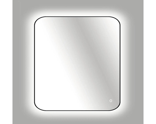 Zrkadlo do kúpeľne s osvetlením Tender LED s čiernym rámom 80x60 cm s vypínačom a podložkou proti zahmlievaniu