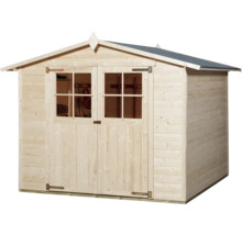 Záhradný domček z dreva s dvojkrídlovými dverami a oknami