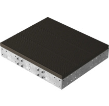 Štvorcová roznášacia doska s rebrovaným povrchom a lemom z dierovaného plechu