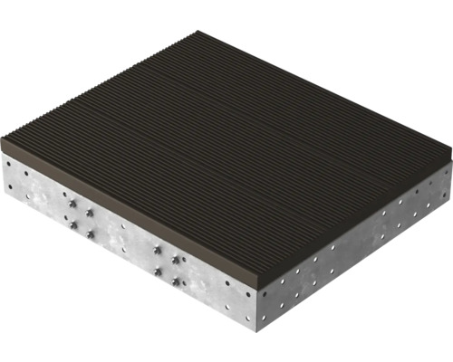 Platforma Pertura Tallis tmavohnedá 100x88 cm Štvorcová roznášacia doska s rebrovaným povrchom a lemom z dierovaného plechu