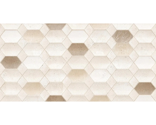 Dekor k obkladu Ibiza Beige Decor matný 60 x 30 cm Vzor šesťuholníkových dlaždíc