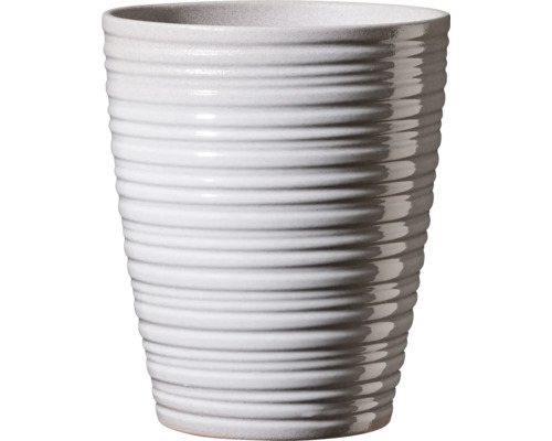 Obal na kvetináč Bergamo Nature Ø 13 cm svetlo sivý Keramický kvetináč s vodorovnými drážkami