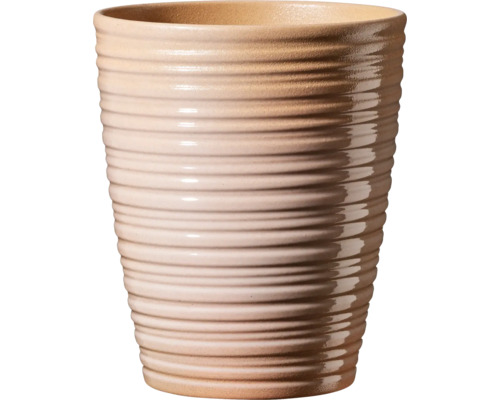 Obal na kvetináč Bergamo Nature Ø 13 cm béžový Keramický kvetináč s vodorovnými drážkami
