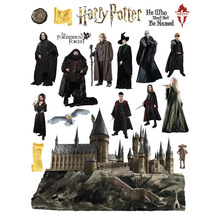Ilustrácia postáv a hradu Harryho Pottera