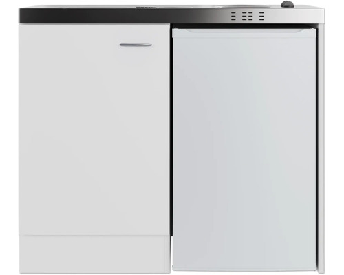 Kompaktná kuchynka s drezom, spodnou skrinkou a chladničkou