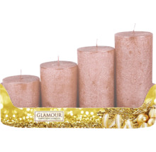 Glamour Christmas Candles Sada štyroch stĺpových sviečok