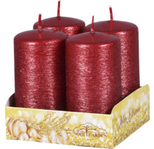 Štyri červené stĺpové sviečky v krabici