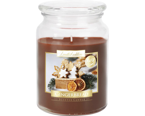 Vonná sviečka v skle PERNÍČKY 500 g Aura vonná sviečka perník v pohári