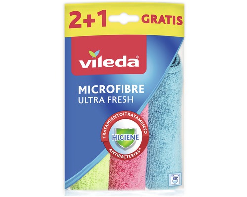 Utierka z mikrovlákna Vileda Ultra Fresh 2+1 ks Vileda Mikrovlákno Ultra Fresh čistiace utierky, balenie 3 kusov
