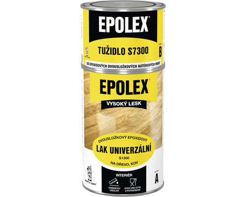 Epoxidový lak Epolex S1300 lesklý dvojzložkový + tužidlo 840 g Univerzálny lak Epolex na drevo a kov v plechovke