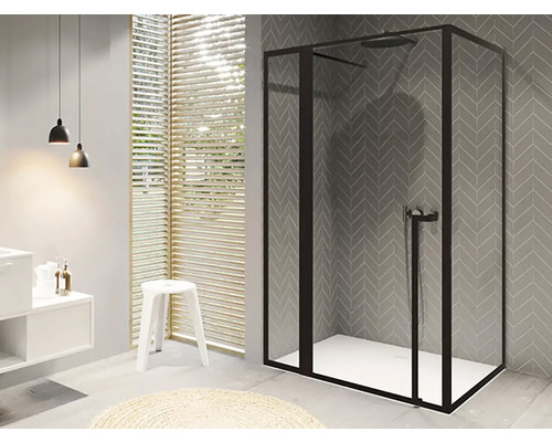 Sprchové dvere s bočnou stenou Riho Lucid GD203 XL 110x80x200 cm farba rámu čierna GD211W080