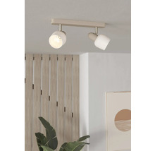 Stropné svietidlo s dvoma bodovými svetlami v obývacej izbe