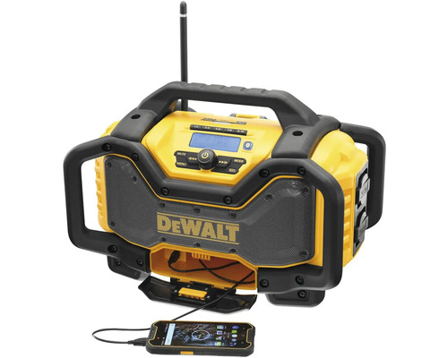 Stavebné rádio s anténou, displejom a smartfónom