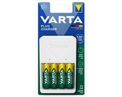Nabíjačka Varta Plug Charger + 4x batéria AA 2600 mAh