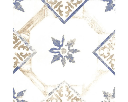 Dekoratívna podlahová dlaždica s modrým a hnedým vzorom