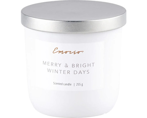 Vianočná vonná sviečka v skle Emocio Ø9,5 x 9 cm s kovovým viečkom Snowy Night 255 g Vonná sviečka v dóze s vekom