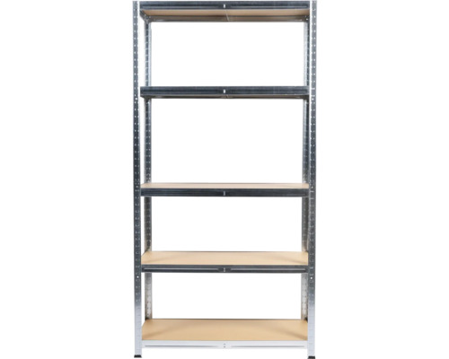 Kovová polica s piatimi policami na skladovanie